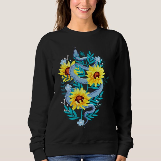 Aesthetic Sunflower Blue Snake Binding Flower Sweatshirt (Front)