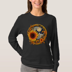Aesthetic Sunflower Moon Phase Vintage Celestial S T-Shirt