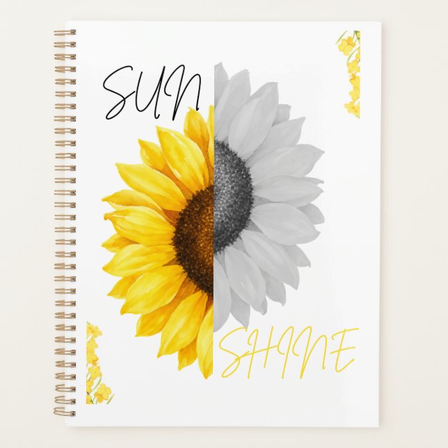 Aesthetic Sunshine Sunflower Spiral Notebook | Planner (Front)