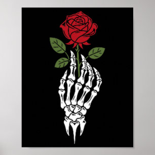 Aesthetic Tattoo Red Rose Skeleton Flower For Kids Poster