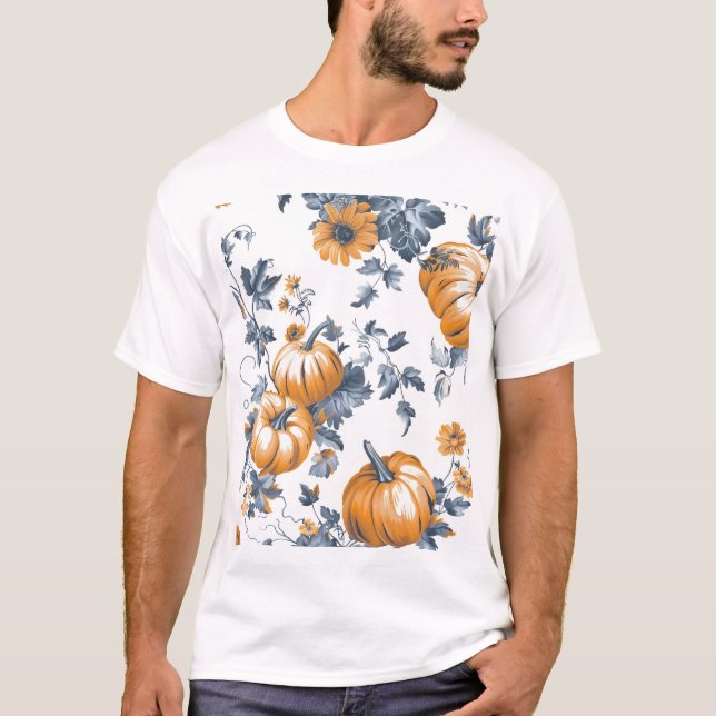 Aesthetic Tiled Pumpkin Pattern T-Shirt (Front)