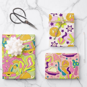 Aesthetic Trippy Psychedelic Funky Quirky Wrapping Paper Sheet