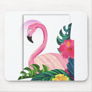 aesthetic tropical flamingo mouse mat