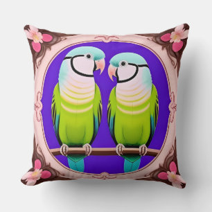 Aesthetic Tropical Parrot Design – Elegant Floral  Cushion