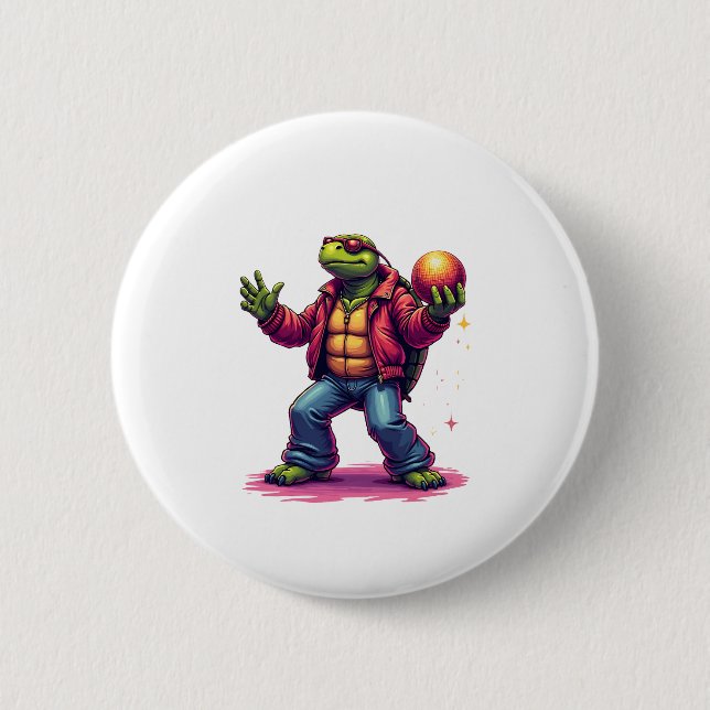 Aesthetic Turtle Disco T-Shirt 6 Cm Round Badge (Front)