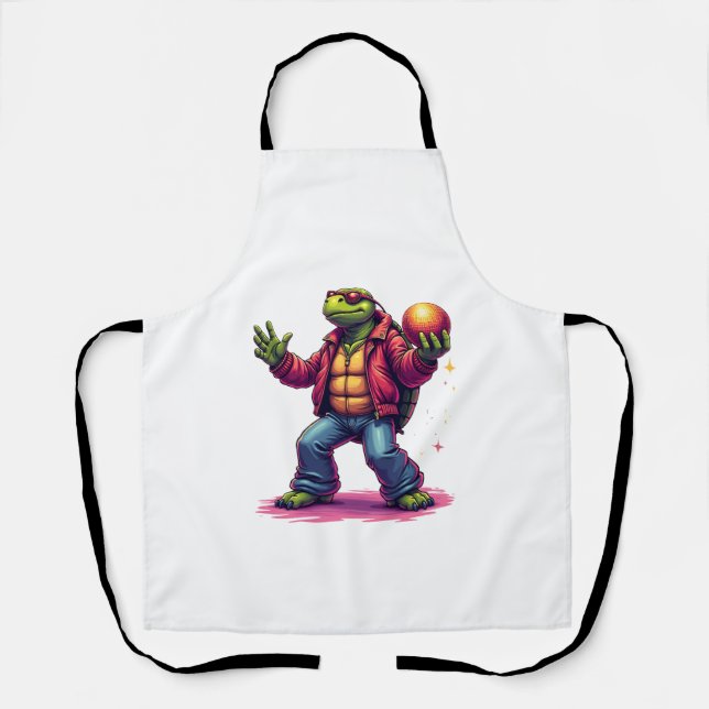 Aesthetic Turtle Disco T-Shirt Apron (Front)