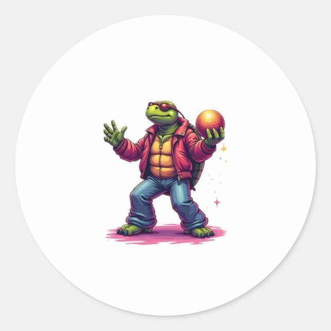 Aesthetic Turtle Disco T-Shirt Classic Round Sticker (Front)
