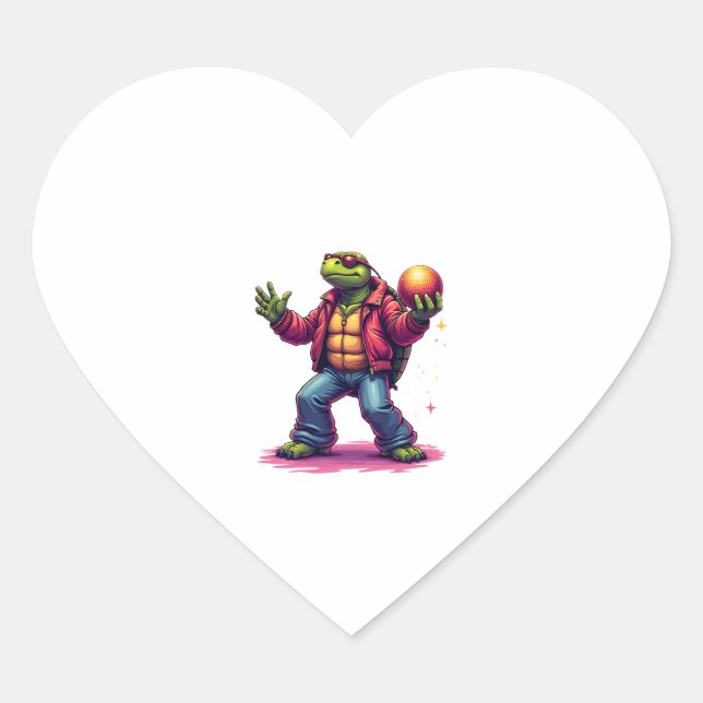 Aesthetic Turtle Disco T-Shirt Heart Sticker (Front)