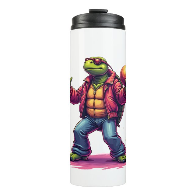 Aesthetic Turtle Disco T-Shirt Thermal Tumbler (Front)