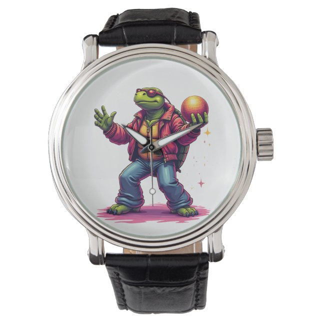 Aesthetic Turtle Disco T-Shirt Watch (Front)