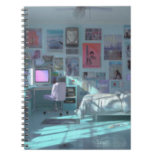 Aesthetic Vaporwave Bedroom Glow Notebook