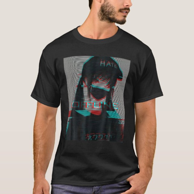 Aesthetic Vaporwave Japanese Futurism Tee Anime He (Front)