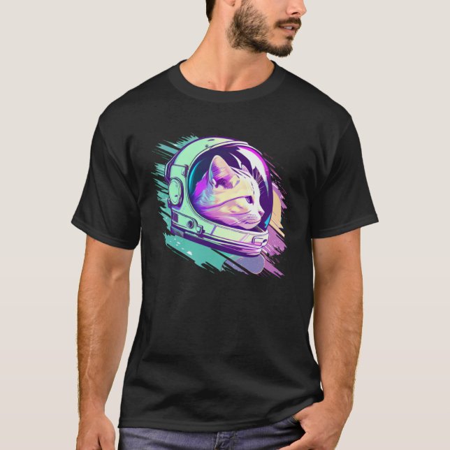 Aesthetic Vaporwave Space Cat 80s 90s Astronaut  1 T-Shirt (Front)