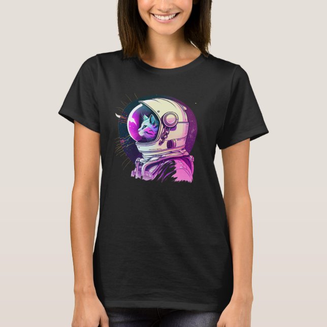 Aesthetic Vaporwave Space Cat 80s 90s Astronaut  1 T-Shirt (Front)