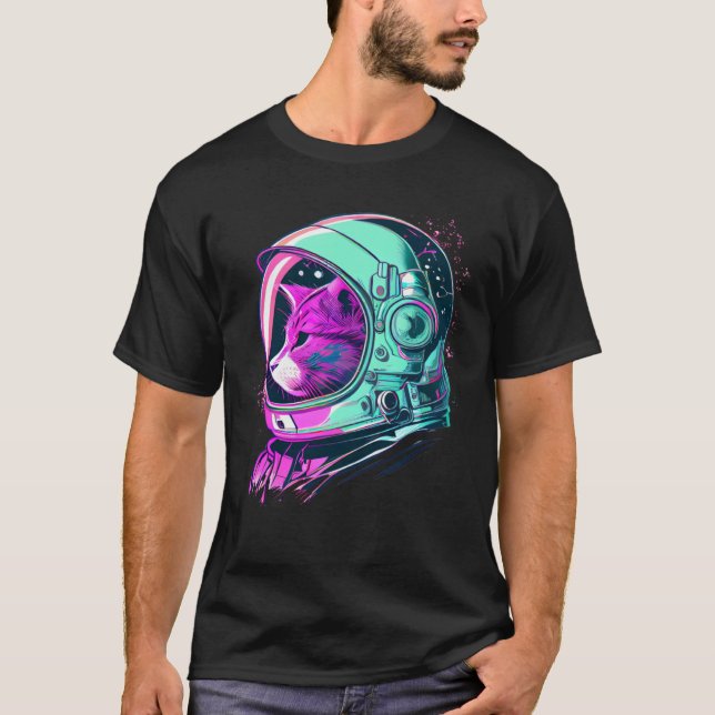 Aesthetic Vaporwave Space Cat 80s 90s Astronaut  2 T-Shirt (Front)