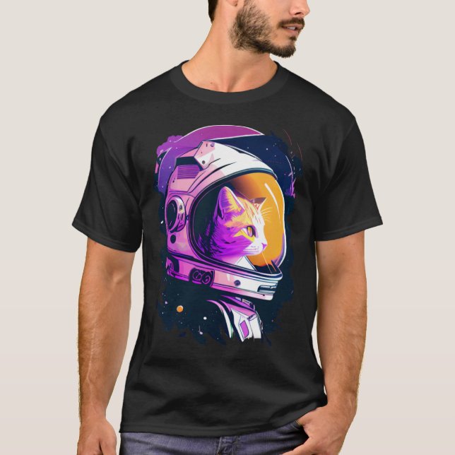 Aesthetic Vaporwave Space Cat 80s 90s Astronaut  4 T-Shirt (Front)