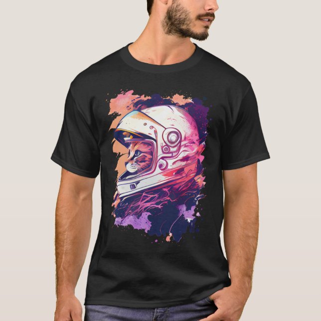 Aesthetic Vaporwave Space Cat 80s 90s Astronaut  6 T-Shirt (Front)