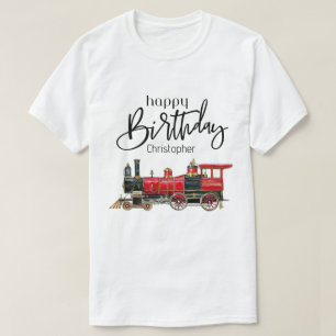 Aesthetic Vintage Train Birthday T-Shirt