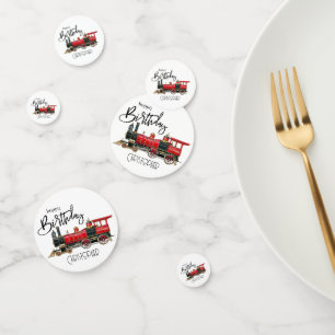 Aesthetic Vintage Train Birthday Table Confetti