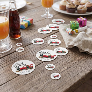 Aesthetic Vintage Train Birthday Table Confetti