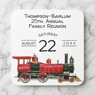 Aesthetic Vintage Train Family Reunion Square Sticker