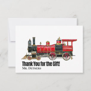 Aesthetic Vintage Train Flat Thank You Card