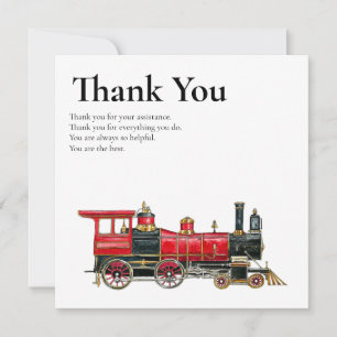 Aesthetic Vintage Train Thank You Card