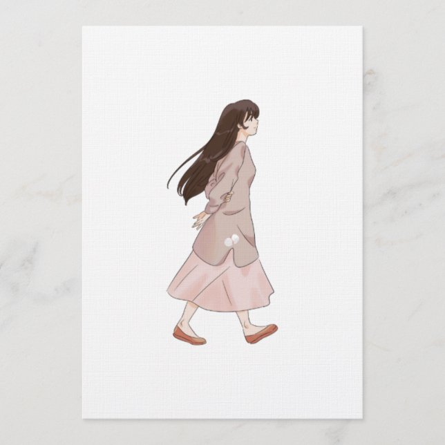 Aesthetic Walking Girl Sticker Invitation (Front)