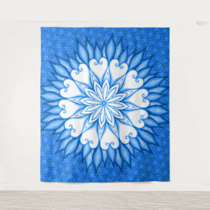 Aesthetic Wall Art Artwork White And Blue Mandala Tapestry