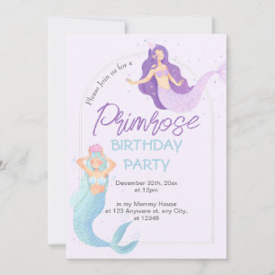 Aesthetic Water Colour Paint Birthday Mermaid Invi Invitation