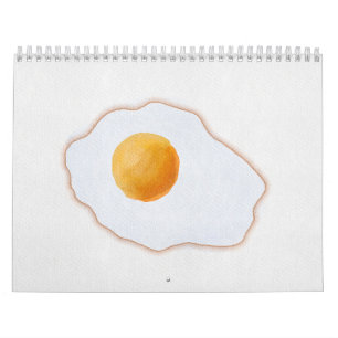 Aesthetic Watercolor Fried Egg Minimalist Art Prin Calendar