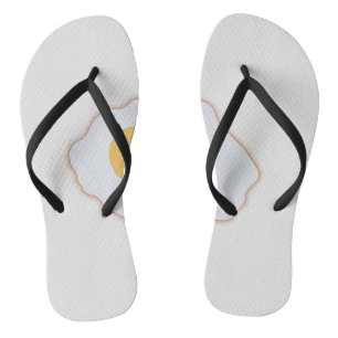 Aesthetic Watercolor Fried Egg Minimalist Art Prin Flip Flops