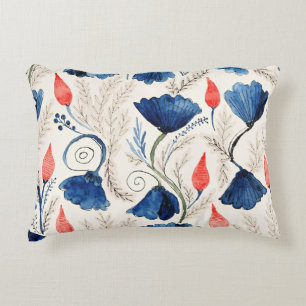Aesthetic Watercolor Patriotic Wildflowers Decorative Cushion