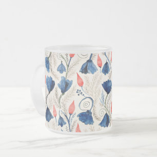 Aesthetic Watercolor Patriotic Wildflowers Frosted Glass Coffee Mug