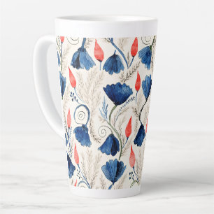 Aesthetic Watercolor Patriotic Wildflowers Latte Mug