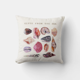 Aesthetic Watercolor Seashells Cushion