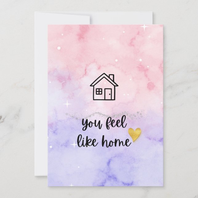 Aesthetic Watercolor "You Feel Like Home" Romantic Card (Front)