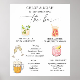 Aesthetic Wedding Bar Menu Poster