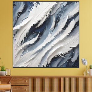 Aesthetic White Feathery And Blue Canvas Print