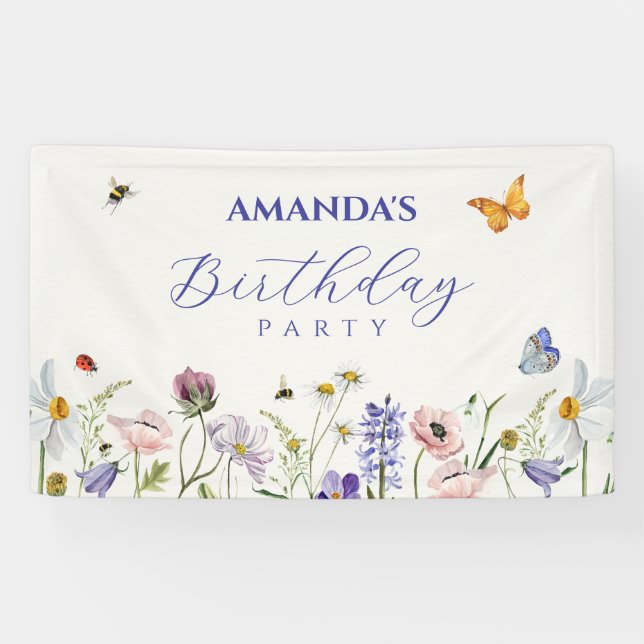 Aesthetic wild floral bloom bugs banner (Horizontal)