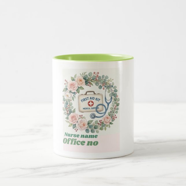 Aesthetic Wildflower & First Aid Kit Art Two-Tone Coffee Mug (Center)