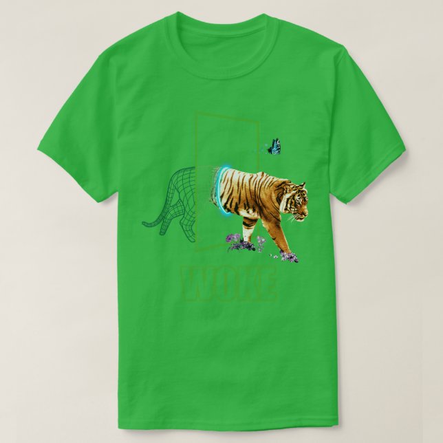Aesthetic Wireframe Tiger Wildlife Wilderness T-Shirt (Design Front)
