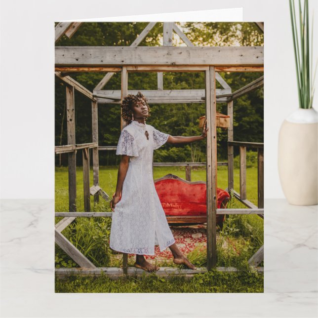 aesthetic women portrait folded greeting card (Front)