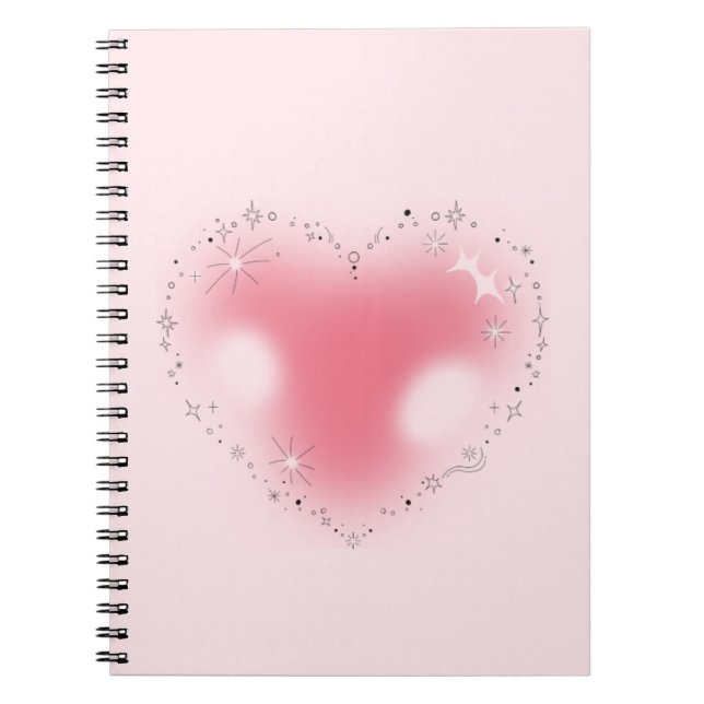 Aesthetic Y2K Pretty Pink Heart Notebook (Front)