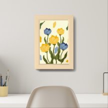 Aesthetic Yellow and Blue Rose Wall Art