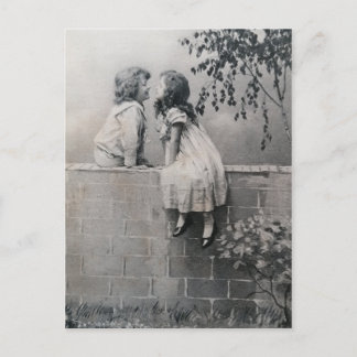 Aesthetic Young Romance Vintage Black and White Postcard