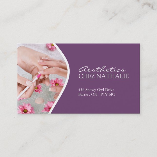 Aesthetician and Nail Technician Business Card (Front)