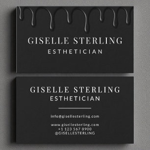 Aesthetician Black Dripping Luxe  Business Card
