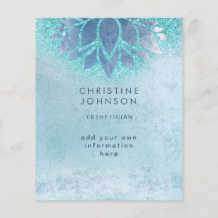 aesthetician blue teal faux glitter flyer