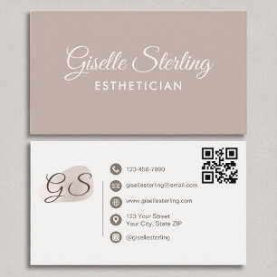 Aesthetician Blush Mauve Modern Elegant QR Code Business Card